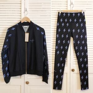 NWT Goldsheep Lightning Fit Bolt Blue Windbreaker Jacket and Legging Set Medium
